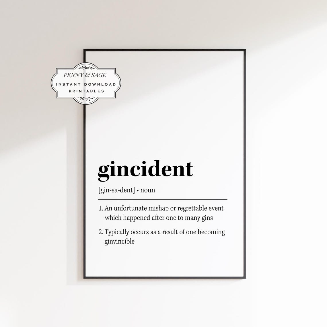 Gincident Funny Gin Dictionary Definition Bar Cart Typography Poster - Image 2