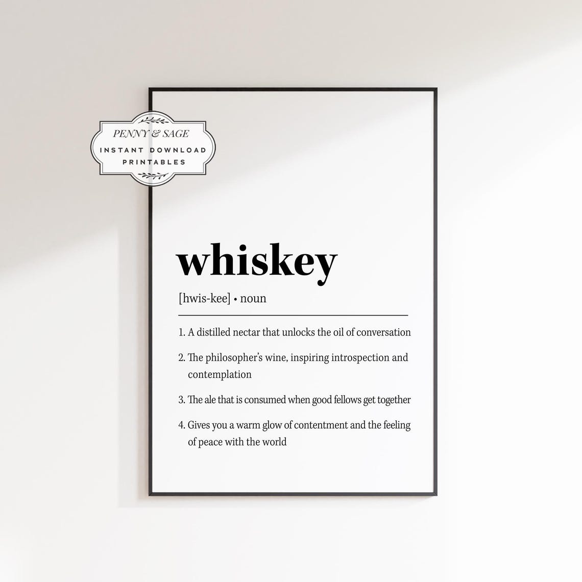 Whiskey Dictionary Definition Noun Funny Bar Cart Typography Poster - Image 2