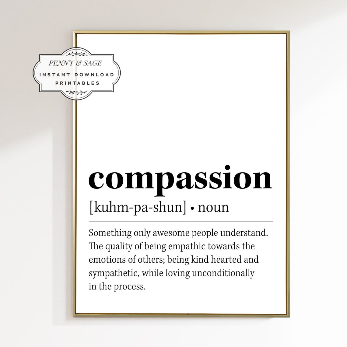 Compassion Definition Inspirational Poster Empathy Quote Gift For Wall
