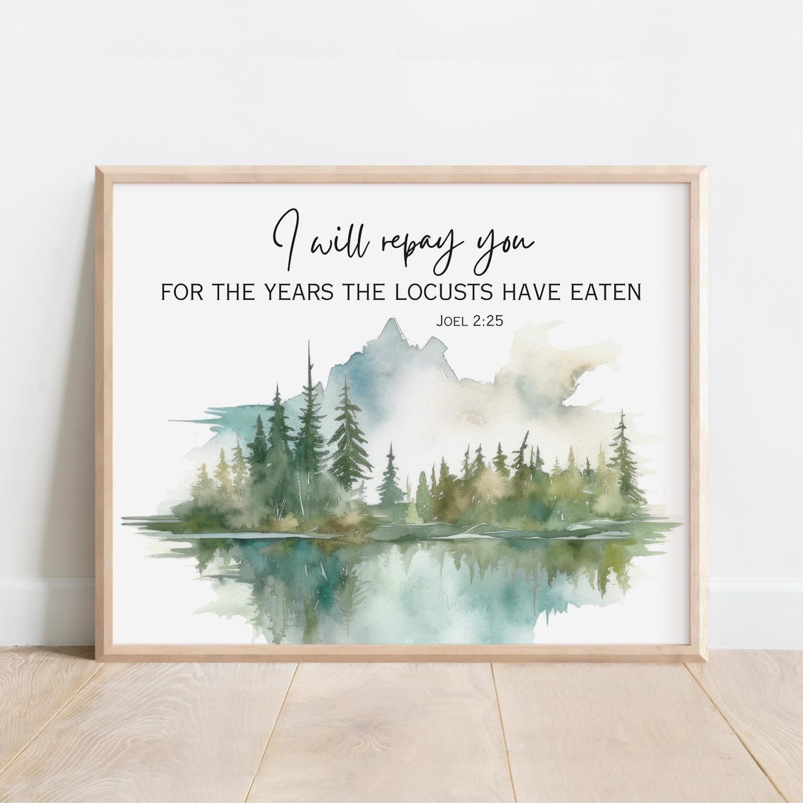 Joel 225 Locusts Years Restored Bible Verse Watercolor Print