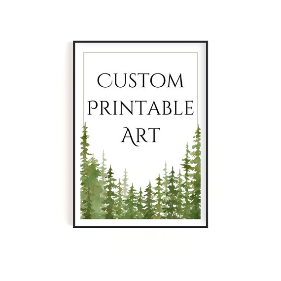 Custom Phrase Design With Splendid Green Pine Tree Borders Instant
