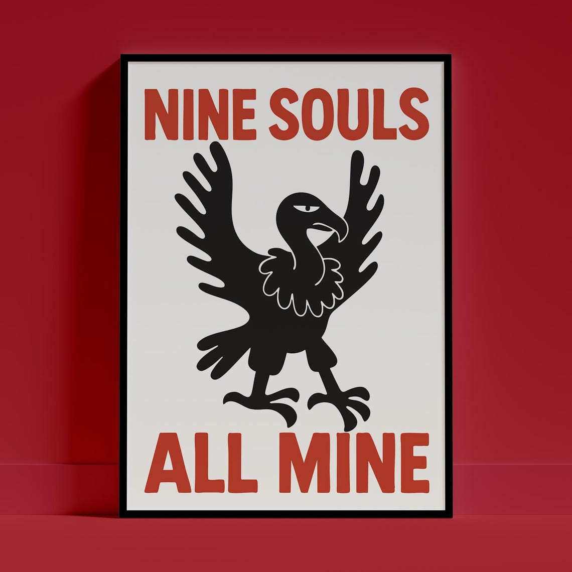 Nine Souls All Mine Crow Bold Red Black Vintage Style Art Poster