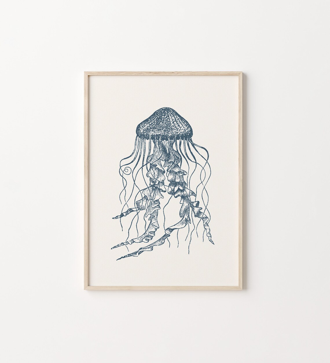 Jellyfish Print, Modern Vintage Coastal Wall Art