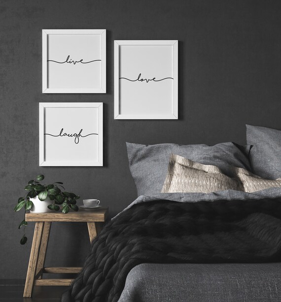 Live Love Laugh Script Set of Three Bedroom Wall Decor Poster