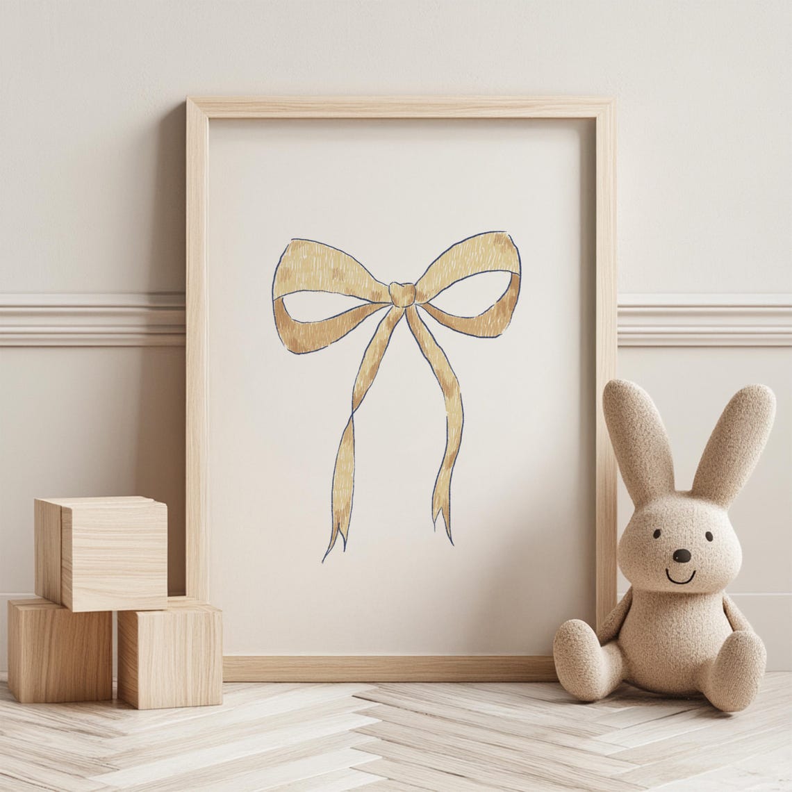 Bow Nursery Print Hand Drawn Kids Room Wall Art