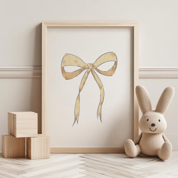 Bow Nursery Print Hand Drawn Kids Room Wall Art