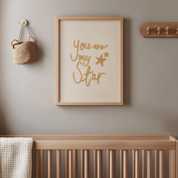 You Are My Star Nursery Art Print Handdrawn Kids Room Decor