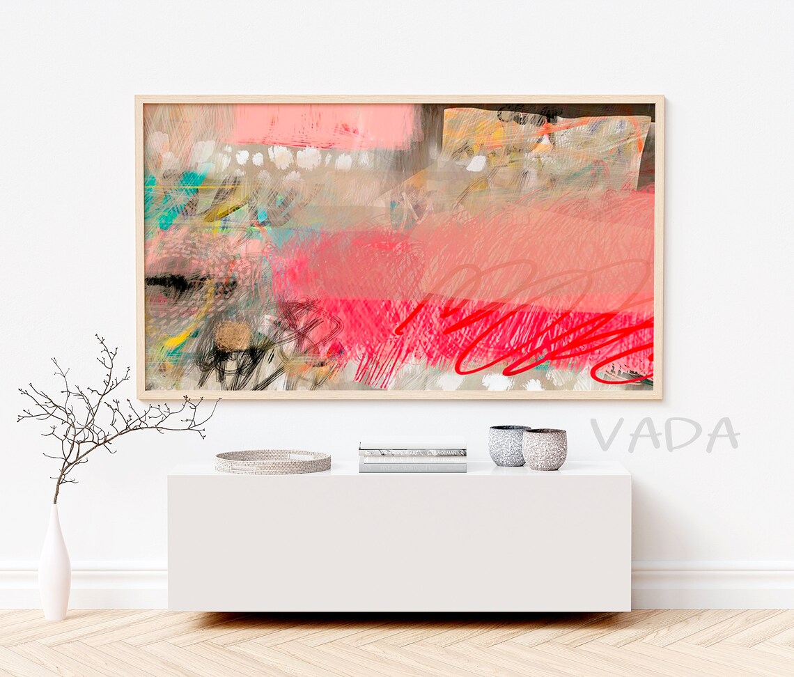 Pink Beige Abstract Art for TV Display, Art Print