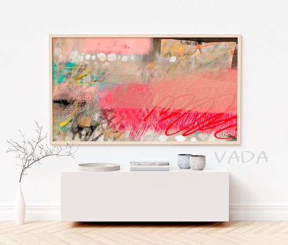Pink Beige Abstract Art for TV Display, Art Print