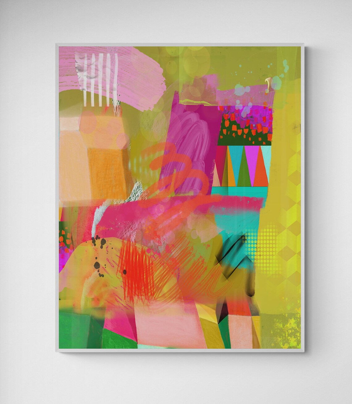 Colorful Abstract Art Green Orange Instant Wall Art Modern Wall Decor Abstract Painting - Image 6