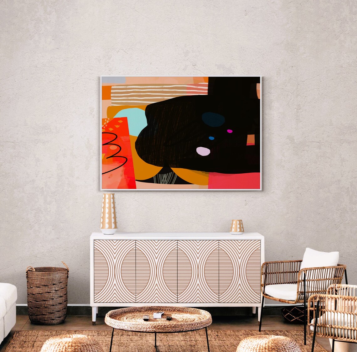 Modern Abstract Wall Art Black Orange Instant Painting Abstract Painting Print - Image 2