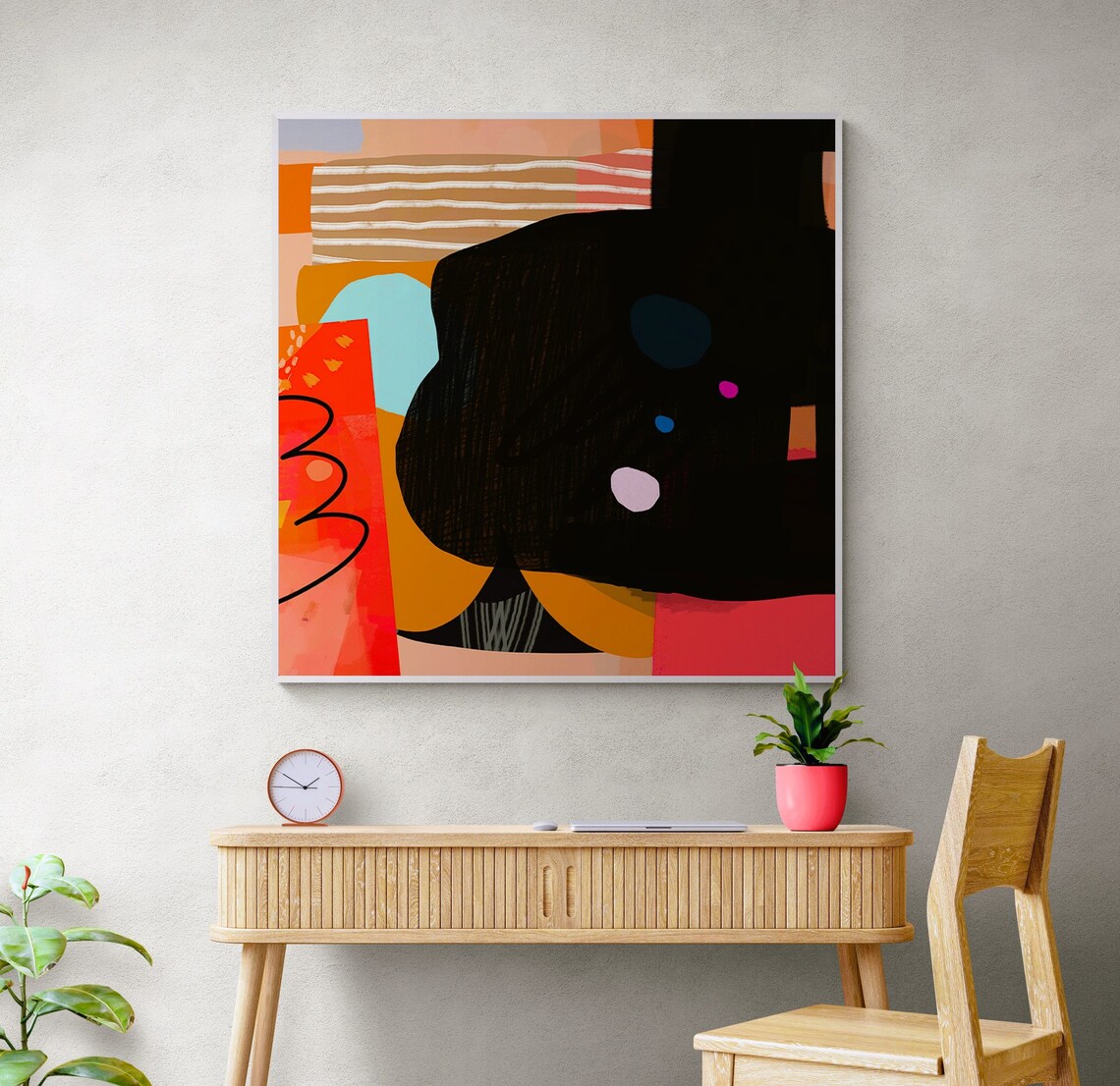 Modern Abstract Wall Art Black Orange Instant Painting Abstract Painting Print - Image 3