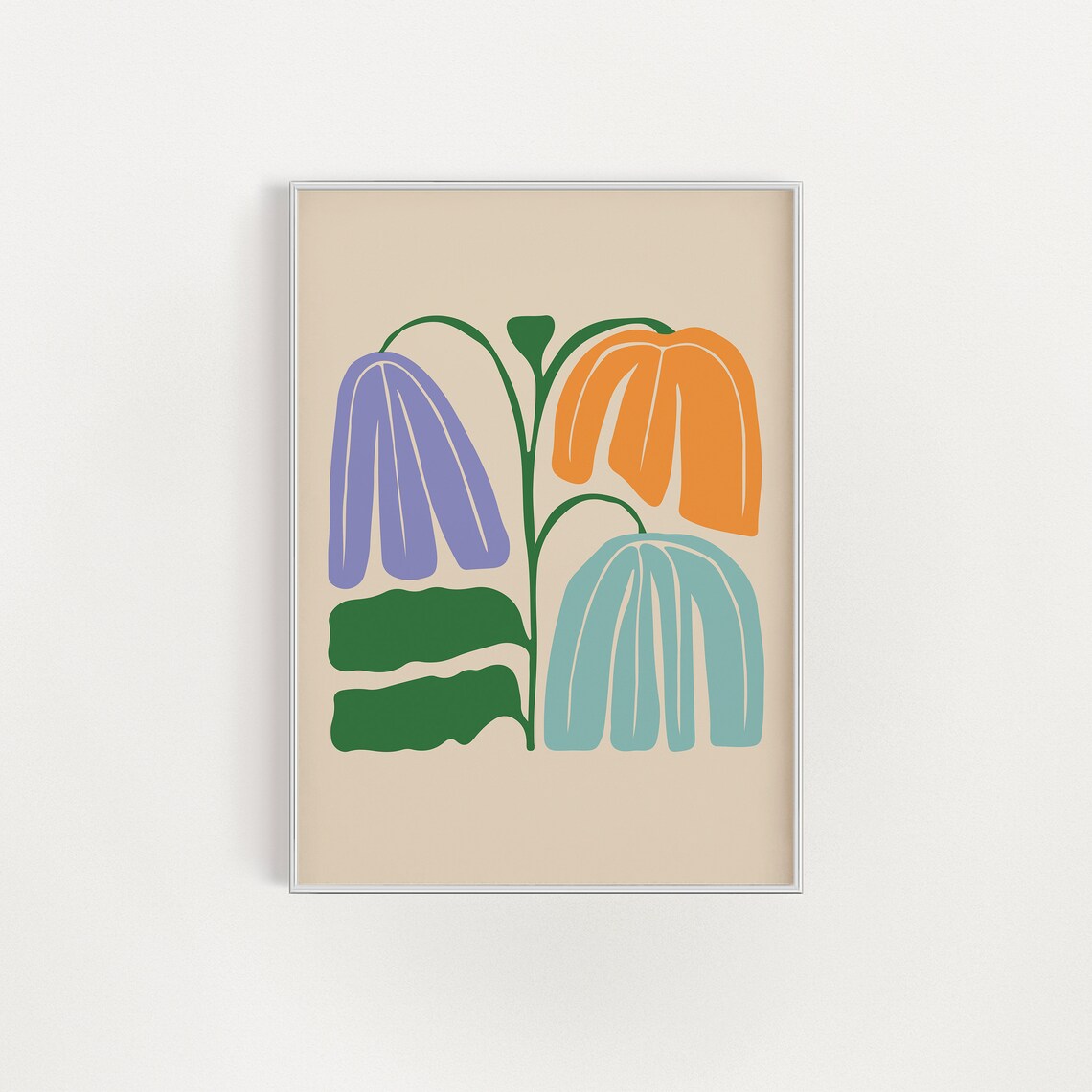 Colorful Abstract Bell Flowers Modern Botanical Minimalist Poster