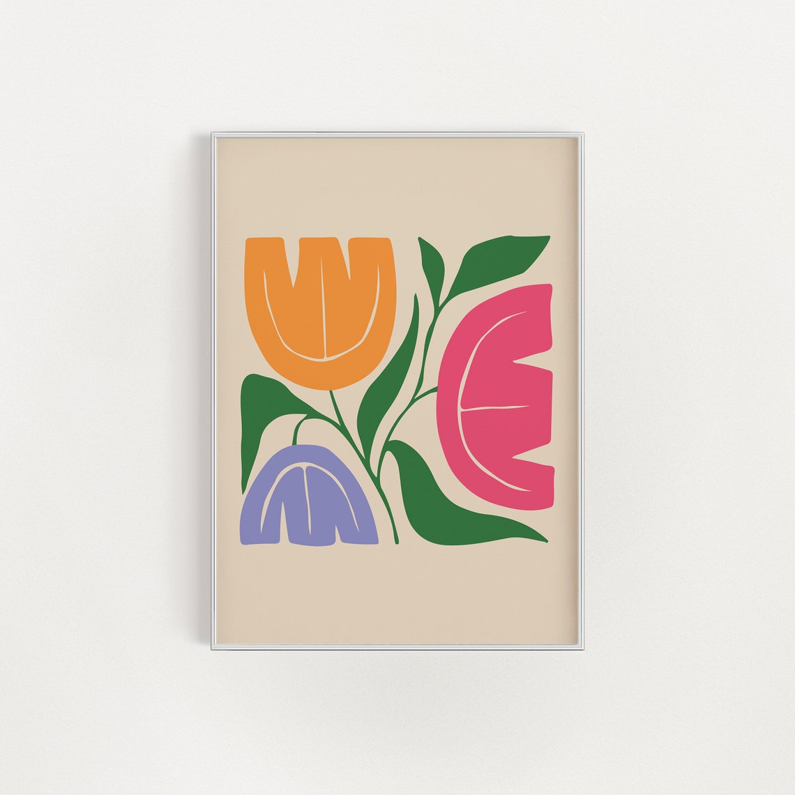 Bright Abstract Tulip Flowers Colorful Modern Floral Wall Poster