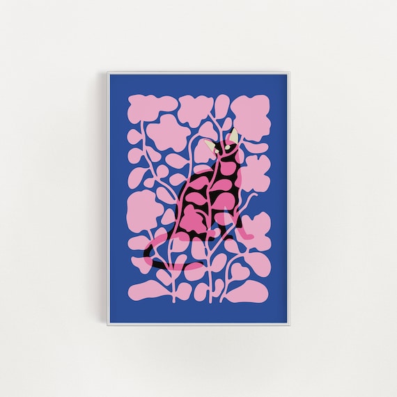 Cat Print Cat Lover Art Cute Cat Lover Gift Cat Poster Cute Cat Print Pink Cat Abstract Art Print
