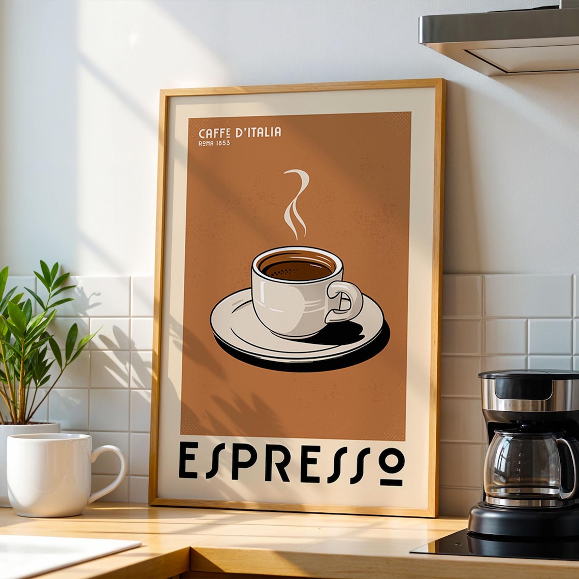 Espresso Coffee Poster, Italian Bar Vintage Gift