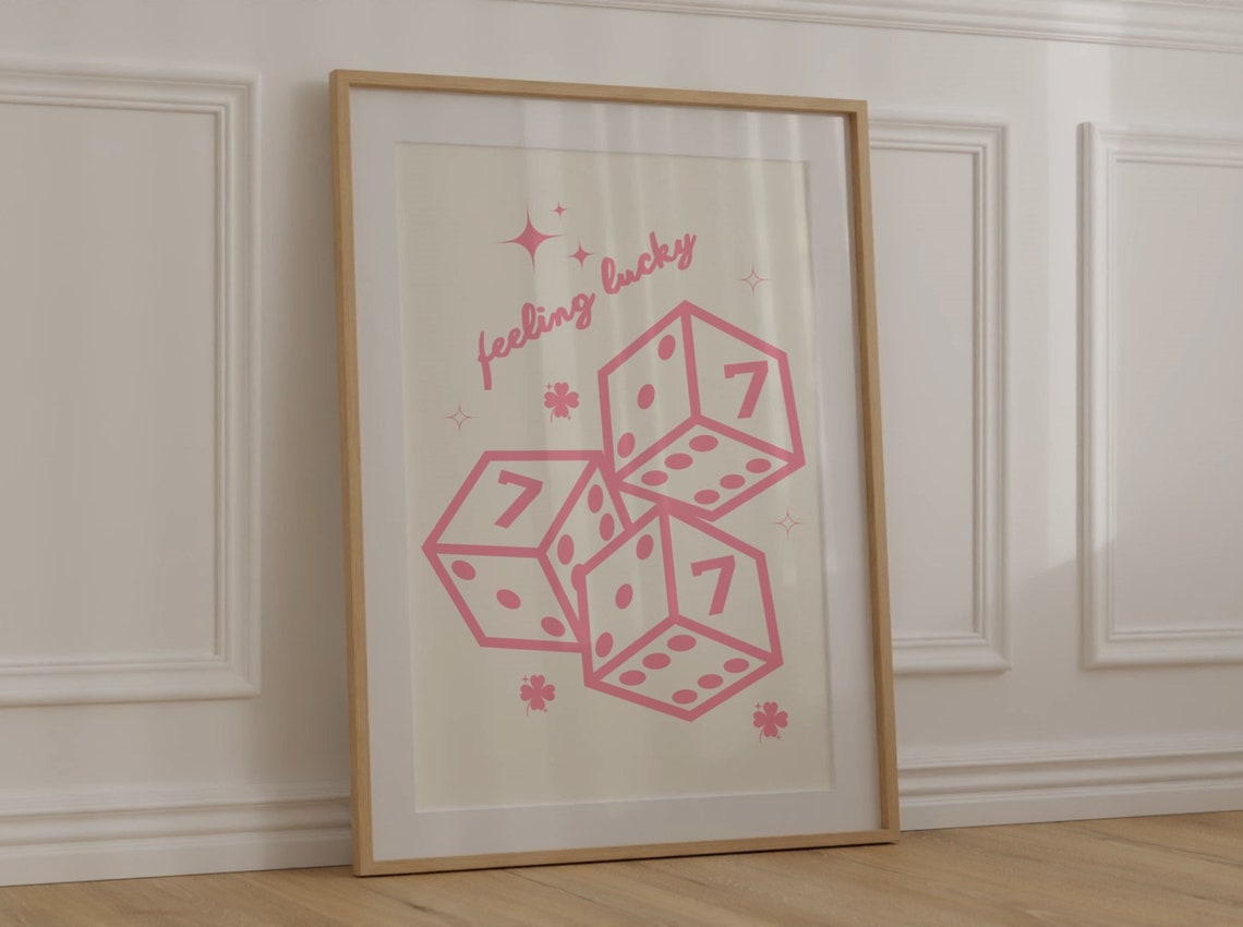 Feeling Lucky Pink Dice Lucky Seven Trendy Retro Dorm Poster - Image 2