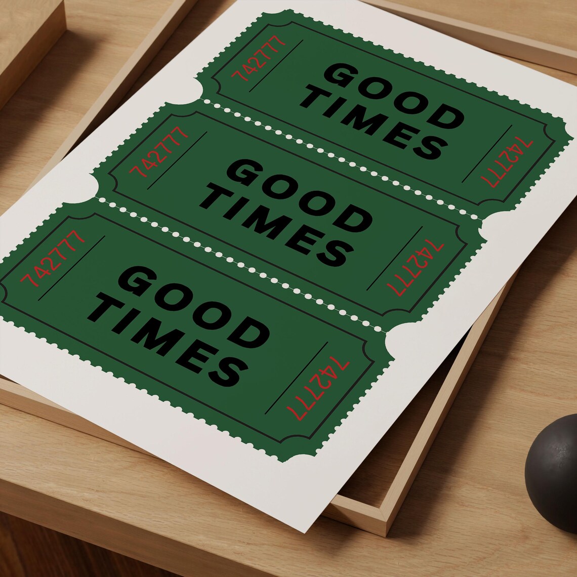 Good Times Retro Ticket Stub Green Trendy Dorm Room Art Poster - Image 2
