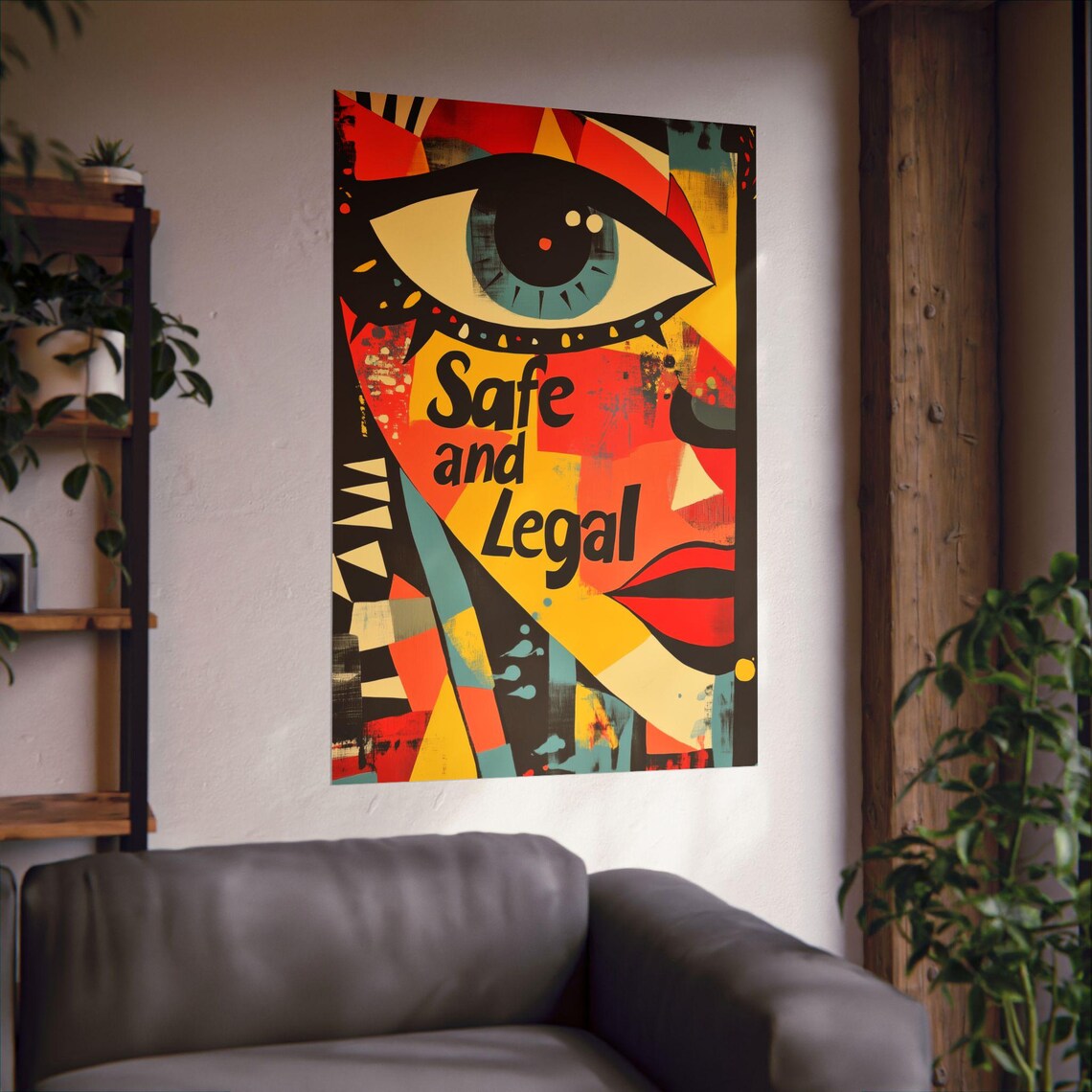 Safe and Legal Cubist Big Eye Abstract Protest Statement Poster - Image 2