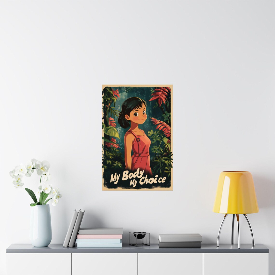 My Body My Choice Warm Retro Jungle Girl Bold Feminist Poster - Image 2