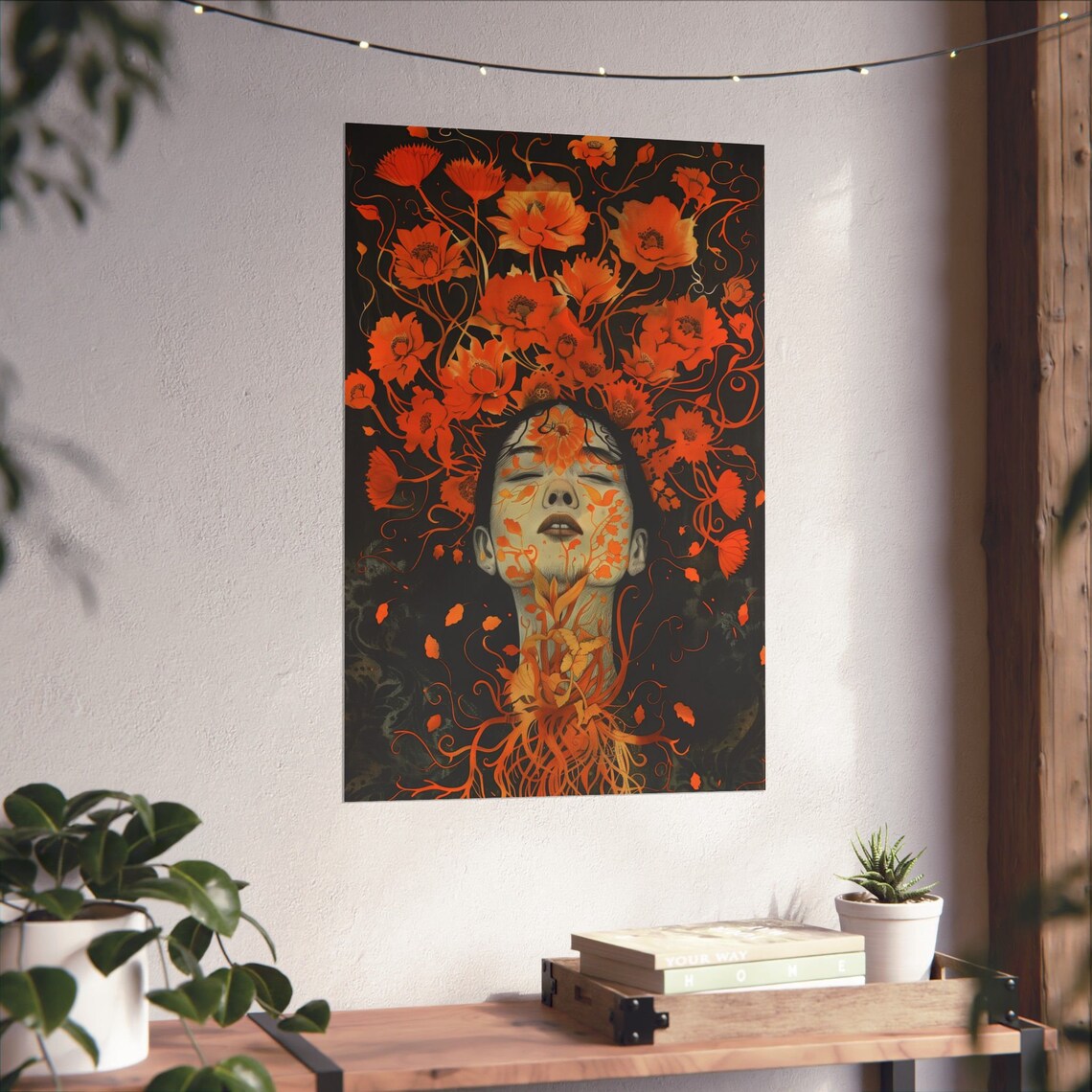 Mind Blown Orange Flower Art Print, Home Office Decor - Image 4