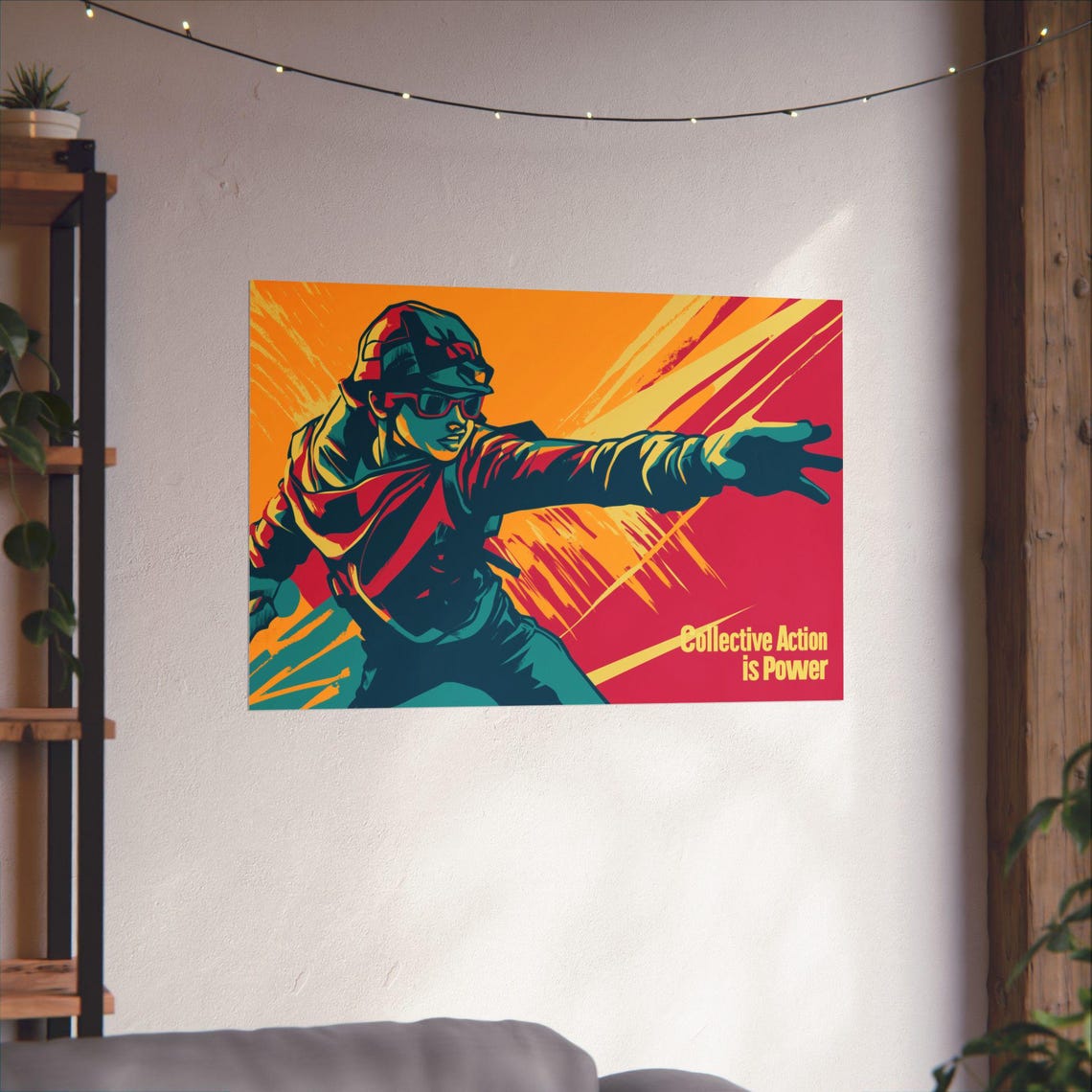Collective Action is Power Bold Protester Graphic Art Poster - Image 3