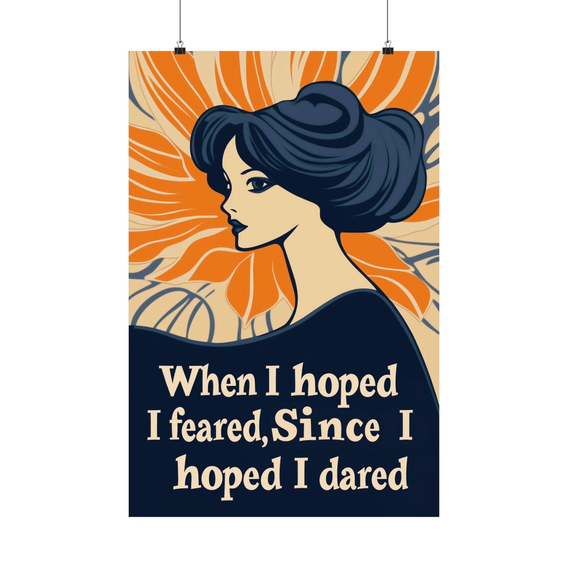 When I Hoped I Feared Art Nouveau Woman Vintage Quote Art Poster