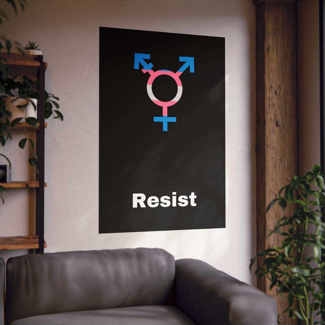 Resist Transgender Pride LGBTQ Symbol Bold Black Protest Poster - Image 2