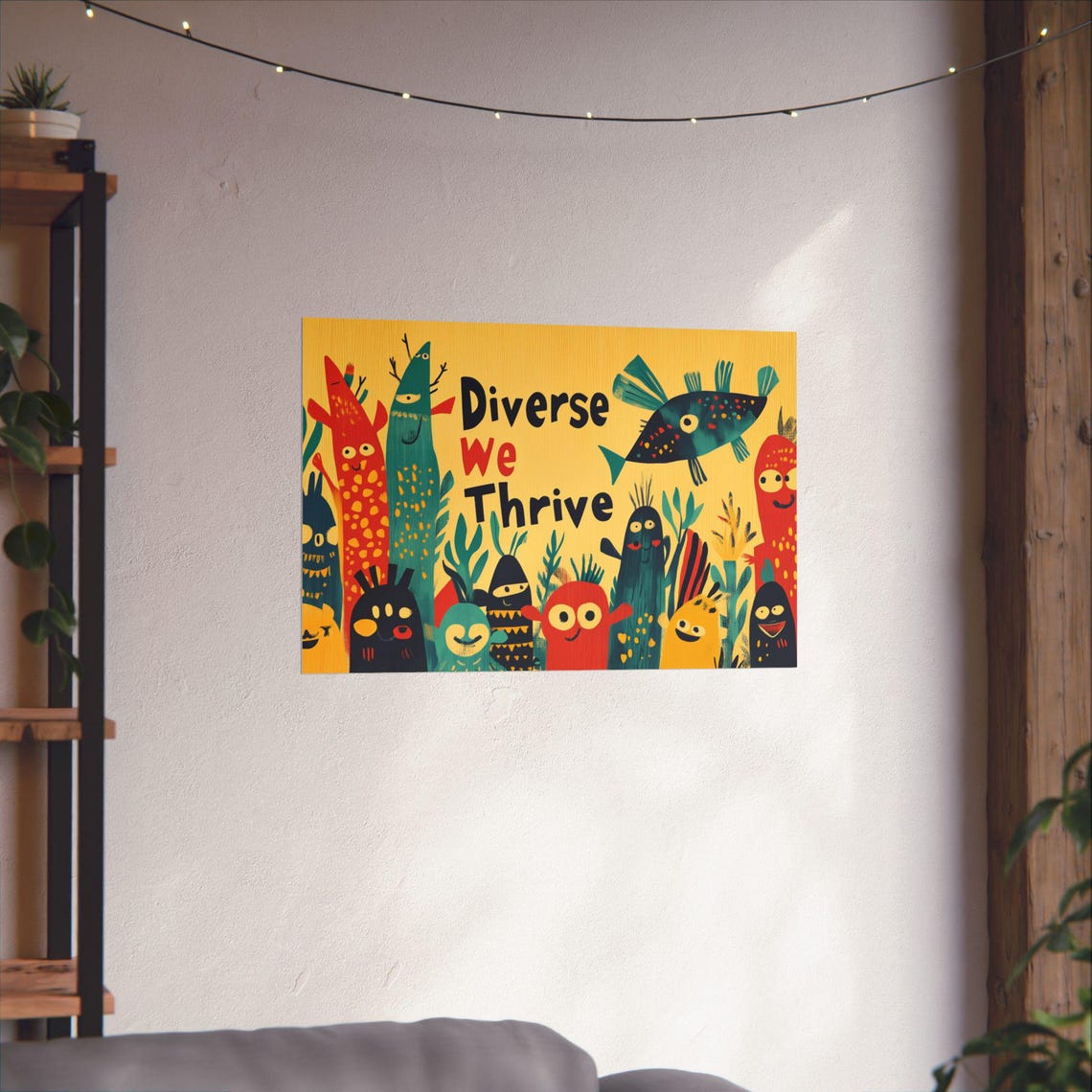 Diverse We Thrive Poster Wall Art Cute Creatures Celebrate Diversity Cultures And People Poster For Home Office Or Dorm Decor - Image 4