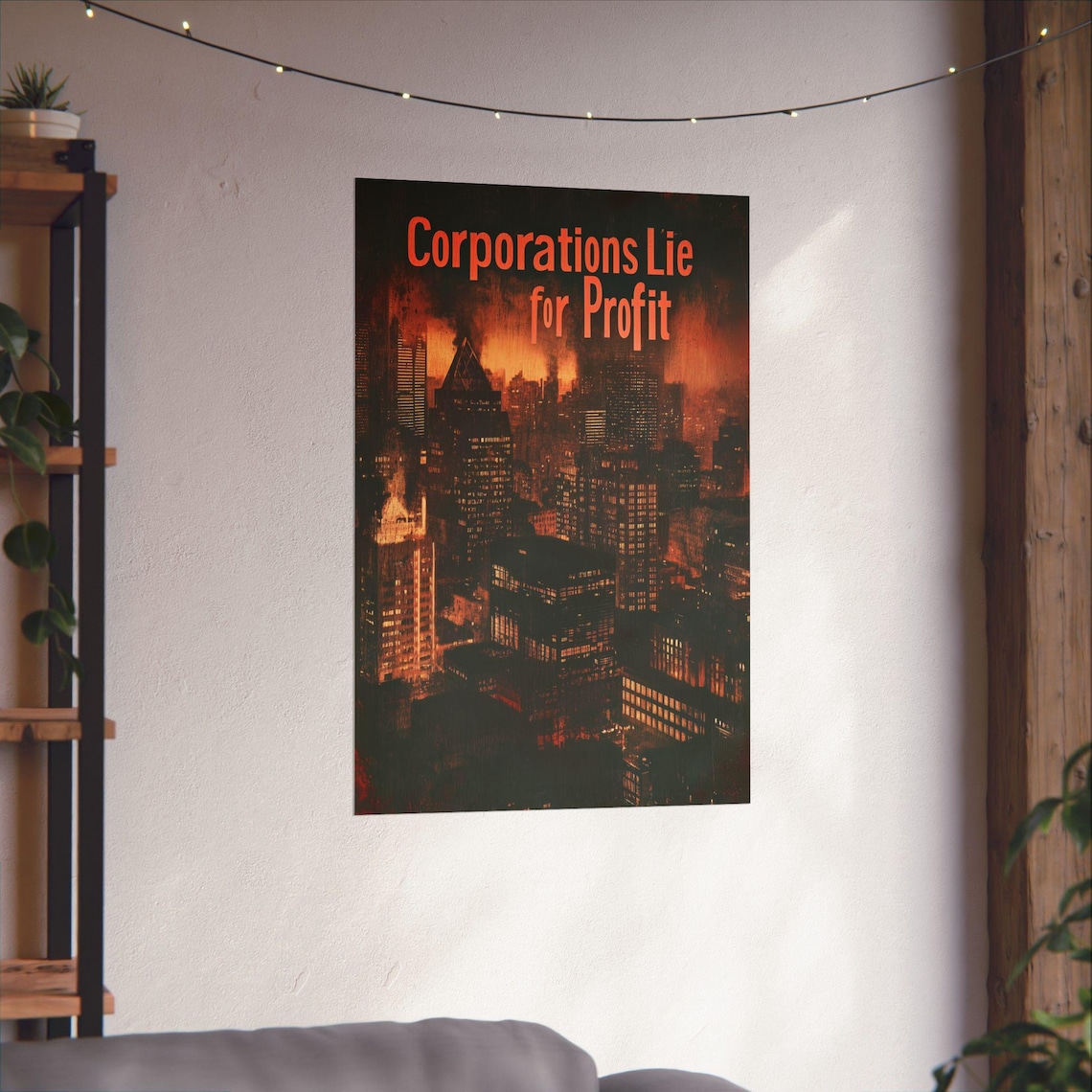 Corporations Lie for Profit Protest Political Statement Art Poster - Image 4