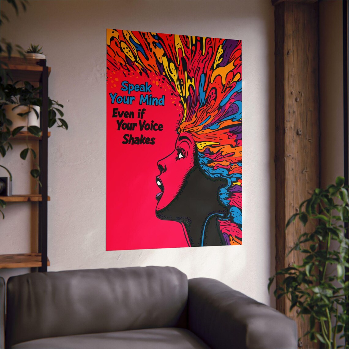 Speak Your Mind Even if Your Voice Shakes Bold Pop Art Poster - Image 2