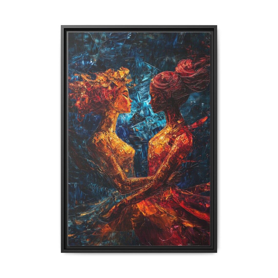 Ladies Dancing Impasto Oil Painting Two Women in Motion Wall Art - Image 4
