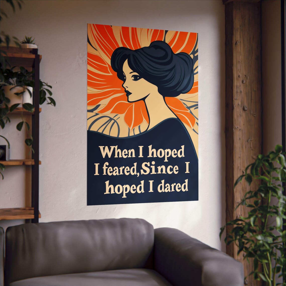 When I Hoped I Feared Art Nouveau Woman Vintage Quote Art Poster - Image 2