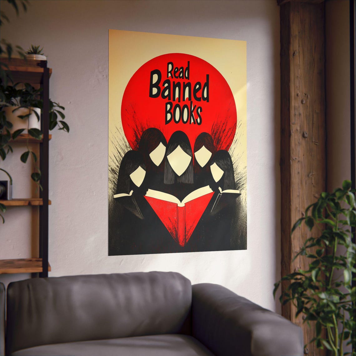 Read Banned Books Poster Wall Art Support Freedom Of Expression Knowledge Learning Libraries And Teacher Poster For Home Office Dorm Decor - Image 2
