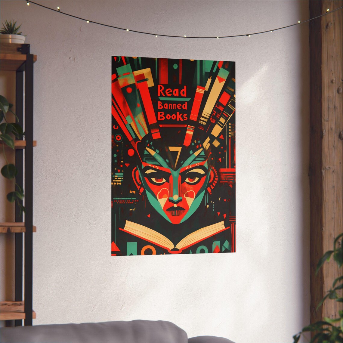 Read Banned Books Art Deco Woman Bold Literary Statement Art Poster - Image 4