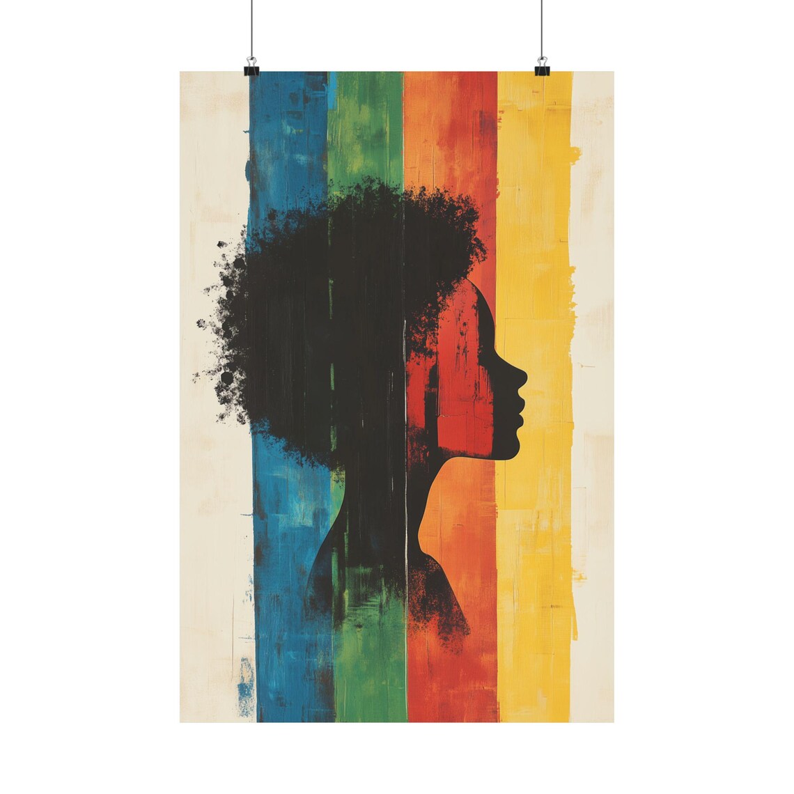 Rainbow Silhouette Afro Woman Colorful Painted Profile Art Poster