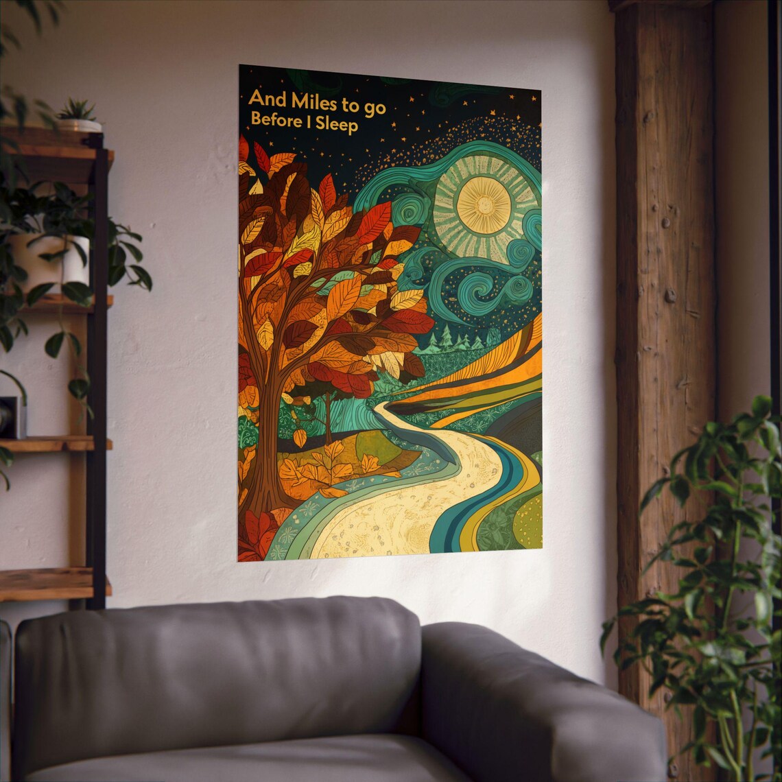 And Miles To Go Before I Sleep Robert Frost Night Forest Art Poster - Image 2