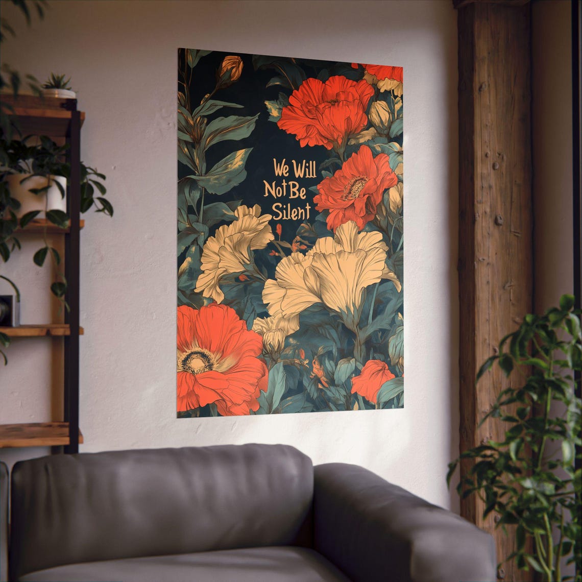 We Will Not Be Silent Feminist Floral Protest Statement Poster - Image 2