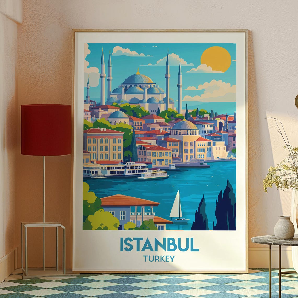 Istanbul Turkey Blue Mosque Waterfront Bosphorus Skyline Poster - Image 2