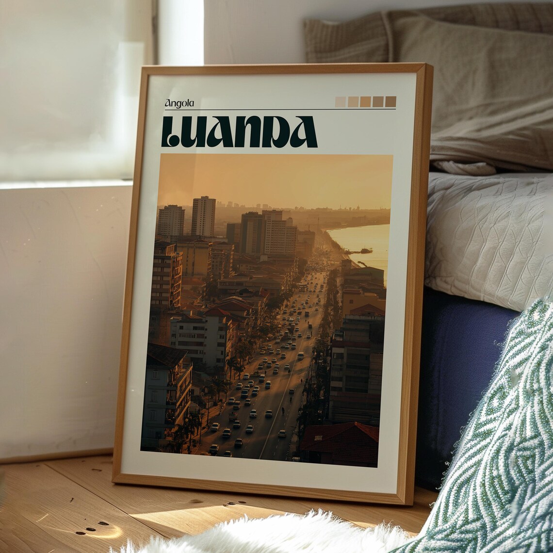 Luanda Angola Golden Sunset City Skyline Coastal Avenue Poster - Image 3