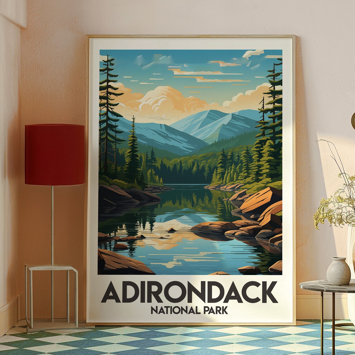 Adirondack National Park New York Pine Lake Mountain Travel Poster - Image 2
