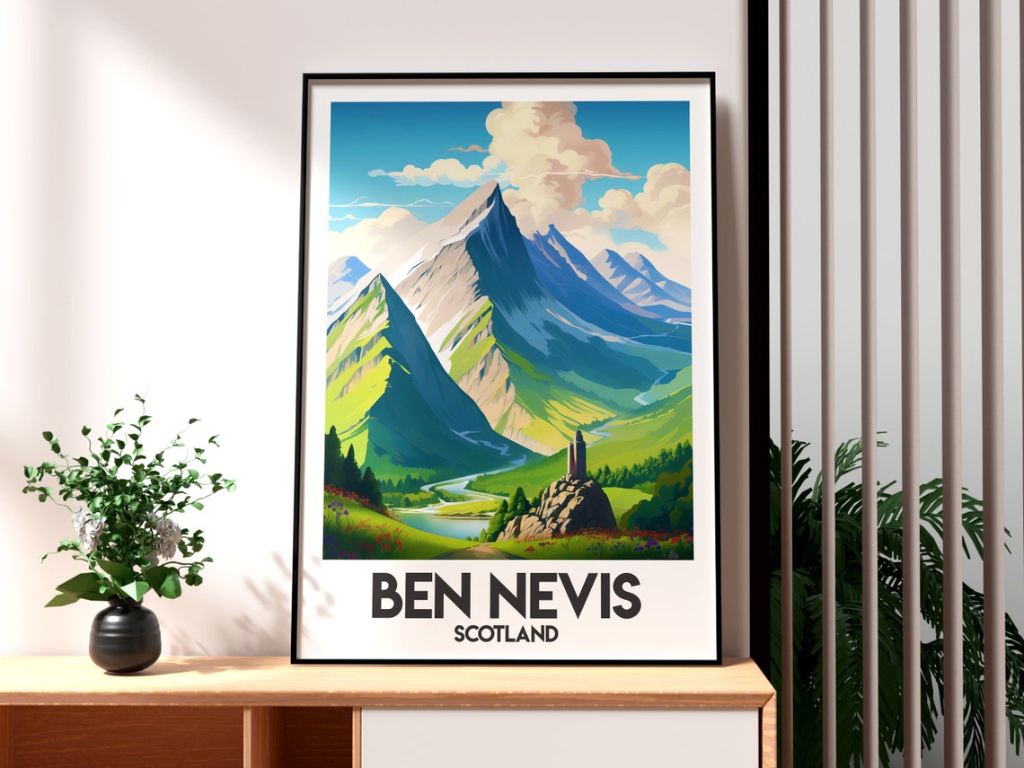 Ben Nevis Print Mountain Wall Art Scotland Poster Uk Hiking Gift For Traveller Outdoors Scottish