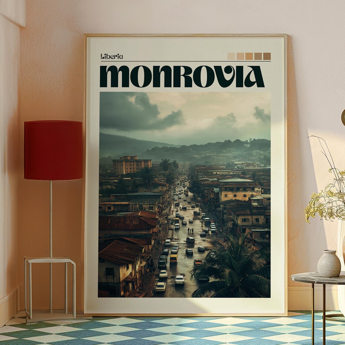 Monrovia Liberia Bustling City Street Rainy Season View Poster - Image 2