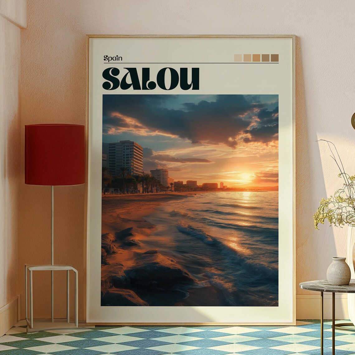 Salou Spain Costa Dorada Sunset Beach Resort Vintage Travel Poster - Image 2