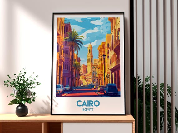 Cairo Poster Egypt Travel The Pyramids Art Print City Wall