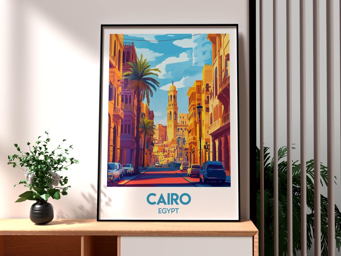 Cairo Poster Egypt Travel The Pyramids Art Print City Wall