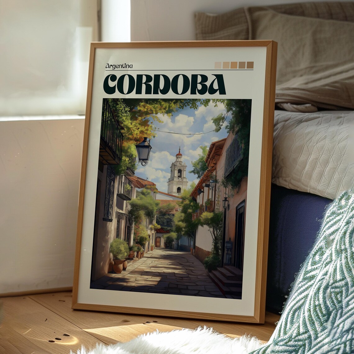 Cordoba Argentina Colonial Street Bell Tower Heritage City Poster - Image 3