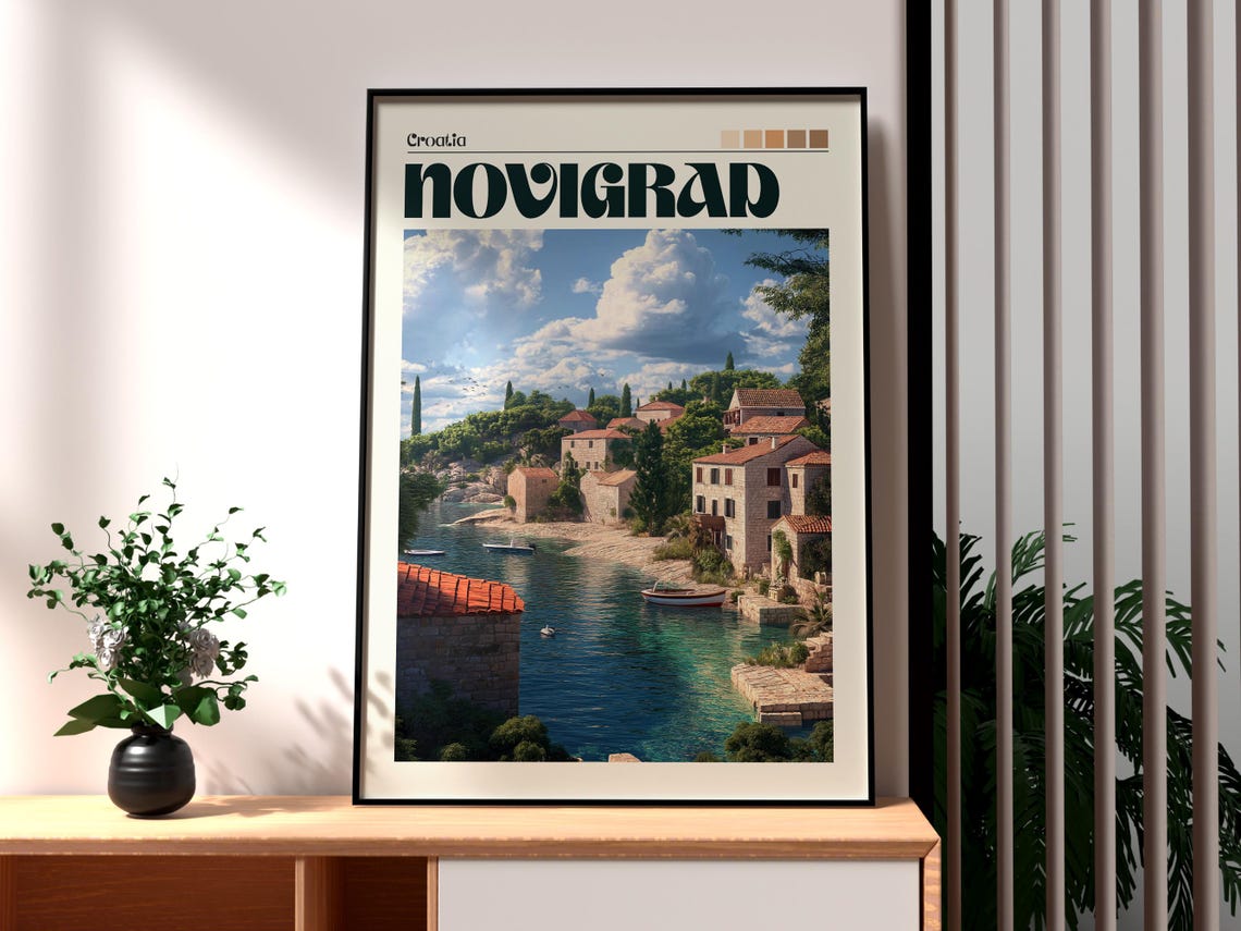 Novigrad Croatia Adriatic Coastal Town Harbor View Travel Poster