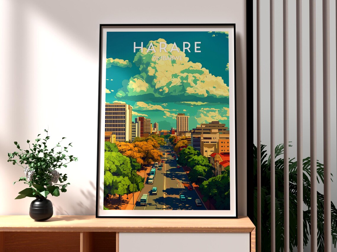 Harare Travel Poster, Zimbabwe City Wall Art