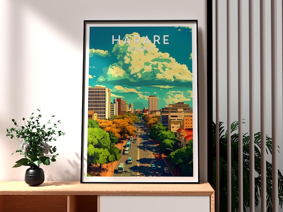 Harare Travel Poster, Zimbabwe City Wall Art